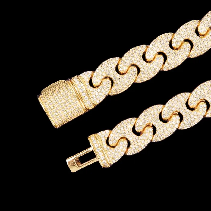 Bracelets CUBAN 14MM Cuban Link Iced Out Diamond Necklace Bracelet Set