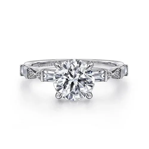 Dariella 14K White Gold Round Diamond Engagement Ring Setting Only GABRIEL CO Rings Dariella 14K White Gold Round Diamond Engagement Ring Setting Only GABRIEL CO Rings
