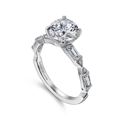 Dariella 14K White Gold Round Diamond Engagement Ring Setting Only GABRIEL CO Rings Dariella 14K White Gold Round Diamond Engagement Ring Setting Only GABRIEL CO Rings