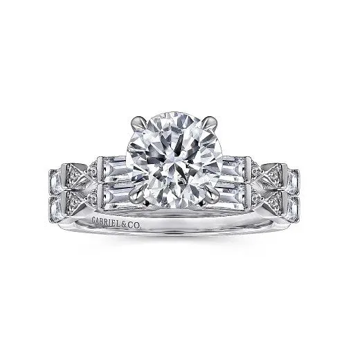 Dariella 14K White Gold Round Diamond Engagement Ring Setting Only GABRIEL CO Rings Dariella 14K White Gold Round Diamond Engagement Ring Setting Only GABRIEL CO Rings