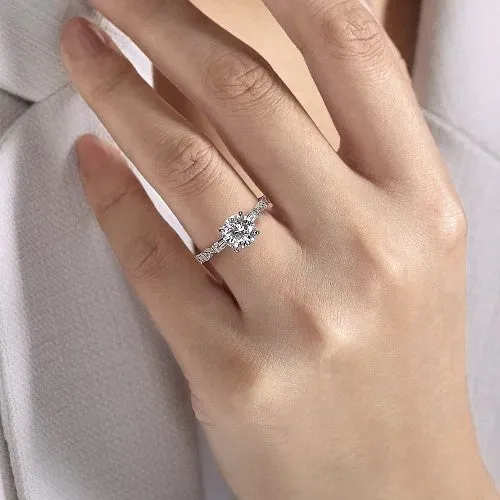 Dariella 14K White Gold Round Diamond Engagement Ring Setting Only GABRIEL CO Rings Dariella 14K White Gold Round Diamond Engagement Ring Setting Only GABRIEL CO Rings