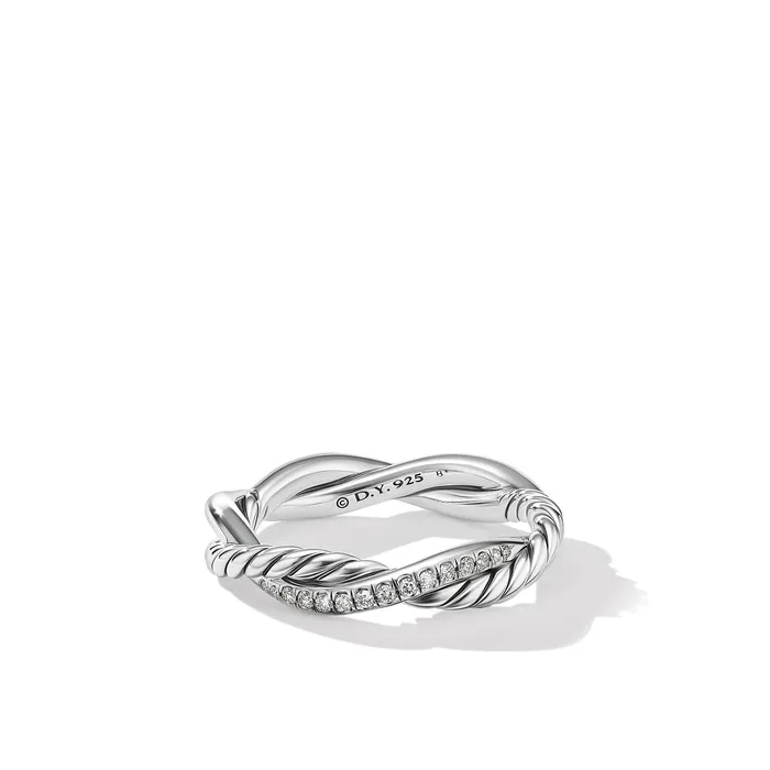 David Yurman Rings Petite Infinity Band Ring in Sterling Silver with Diamonds 4mm David Yurman Rings Petite Infinity Band Ring in Sterling Silver with Diamonds 4mm