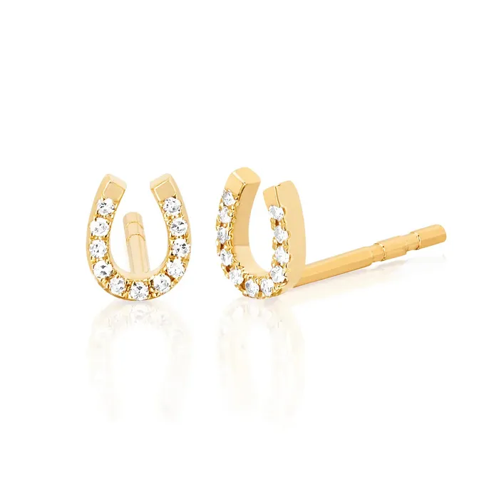 EF COLLECTION Earrings Diamond Horseshoe Stud Earrings