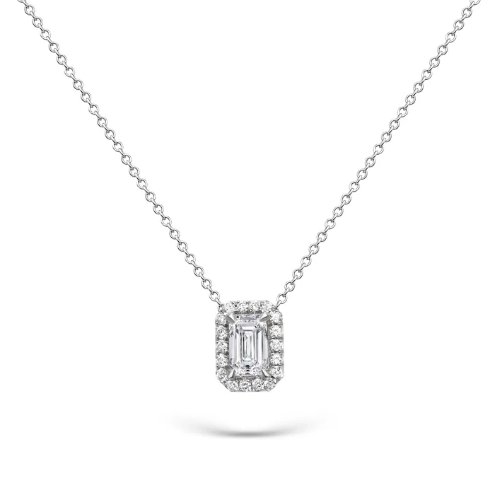 Emerald Cut Diamond Pendant Polachecks Collection Necklaces