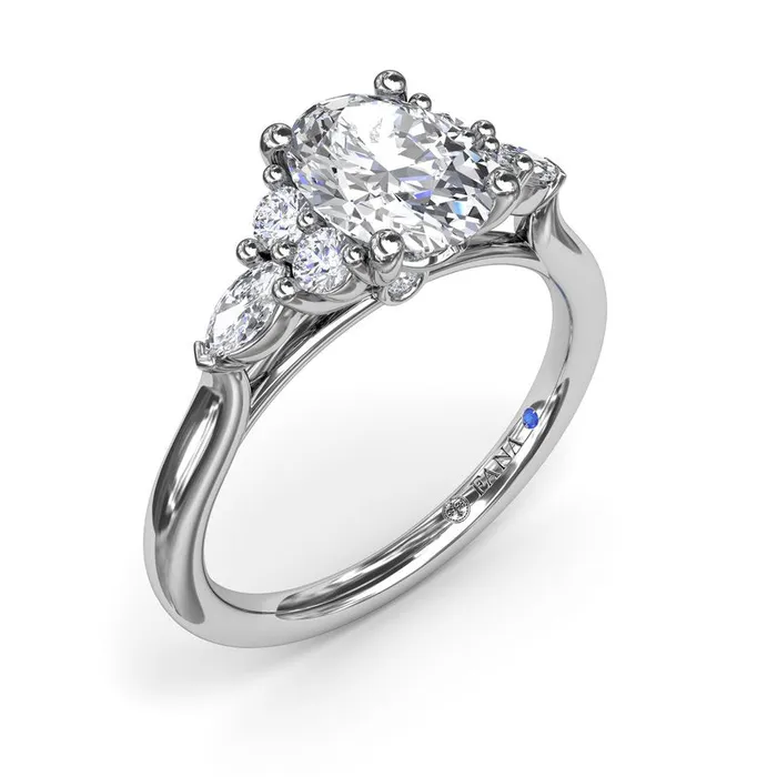 FANA Rings Marquise Side Cluster Diamond Engagement Ring