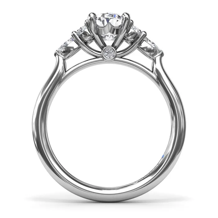 FANA Rings Marquise Side Cluster Diamond Engagement Ring