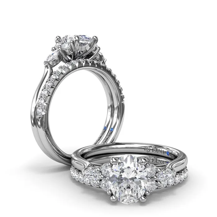 FANA Rings Marquise Side Cluster Diamond Engagement Ring