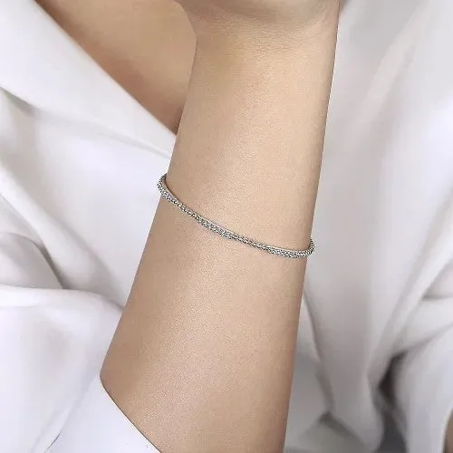 GABRIEL CO 14K White Gold Bujukan Bead Cuff Bracelet with Diamond Pave Stations Bracelets GABRIEL CO 14K White Gold Bujukan Bead Cuff Bracelet with Diamond Pave Stations Bracelets