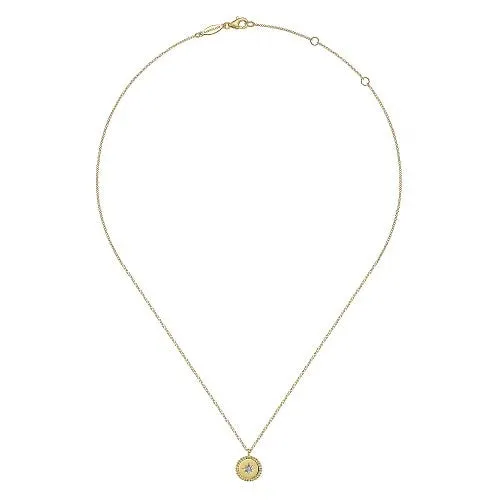 GABRIEL CO 14K Yellow Gold Bujukan Medallion Necklace with Starburst Diamond Center Necklaces GABRIEL CO 14K Yellow Gold Bujukan Medallion Necklace with Starburst Diamond Center Necklaces