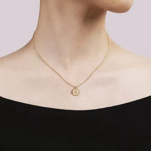 GABRIEL CO 14K Yellow Gold Bujukan Medallion Necklace with Starburst Diamond Center Necklaces GABRIEL CO 14K Yellow Gold Bujukan Medallion Necklace with Starburst Diamond Center Necklaces