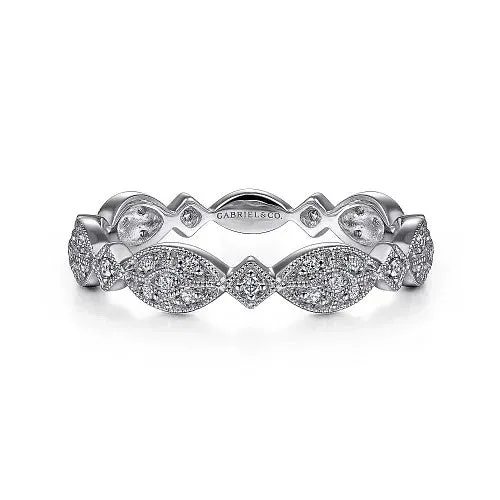 GABRIEL CO Rings 14K White Gold Marquise Station Pave Diamond Stackable Ring GABRIEL CO Rings 14K White Gold Marquise Station Pave Diamond Stackable Ring