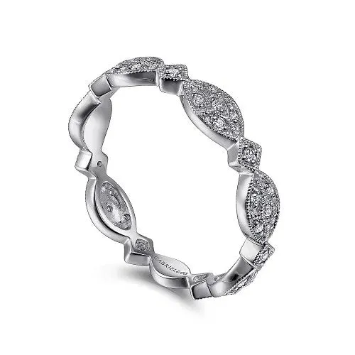 GABRIEL CO Rings 14K White Gold Marquise Station Pave Diamond Stackable Ring GABRIEL CO Rings 14K White Gold Marquise Station Pave Diamond Stackable Ring