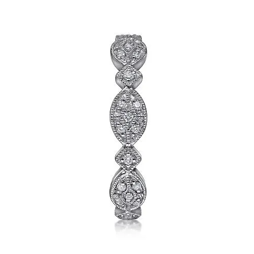 GABRIEL CO Rings 14K White Gold Marquise Station Pave Diamond Stackable Ring GABRIEL CO Rings 14K White Gold Marquise Station Pave Diamond Stackable Ring