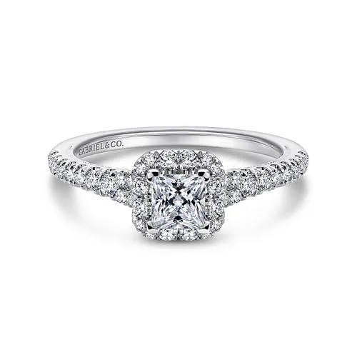 GABRIEL CO Rings 14K White Gold Princess Halo Complete Diamond Engagement Ring GABRIEL CO Rings 14K White Gold Princess Halo Complete Diamond Engagement Ring