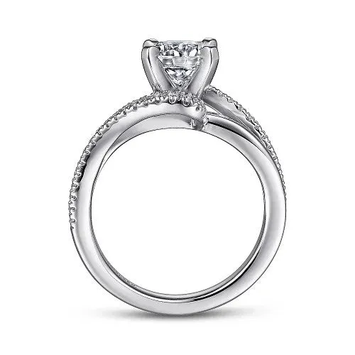 GABRIEL CO Rings 14K White Gold Round Bypass Diamond Engagement Ring