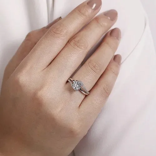 GABRIEL CO Rings 14K White Gold Round Bypass Diamond Engagement Ring