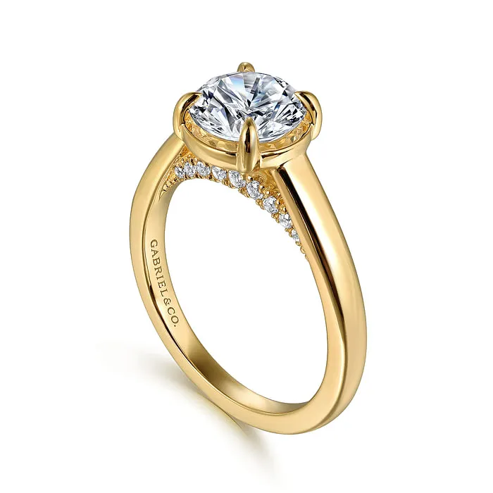 GABRIEL CO Rings 14K Yellow Gold Round Diamond Engagement Ring