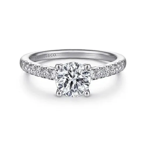 GABRIEL CO Rings Jones 14K White Gold Round Diamond Engagement Ring Setting Only GABRIEL CO Rings Jones 14K White Gold Round Diamond Engagement Ring Setting Only