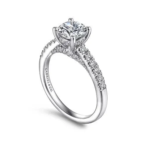 GABRIEL CO Rings Jones 14K White Gold Round Diamond Engagement Ring Setting Only GABRIEL CO Rings Jones 14K White Gold Round Diamond Engagement Ring Setting Only