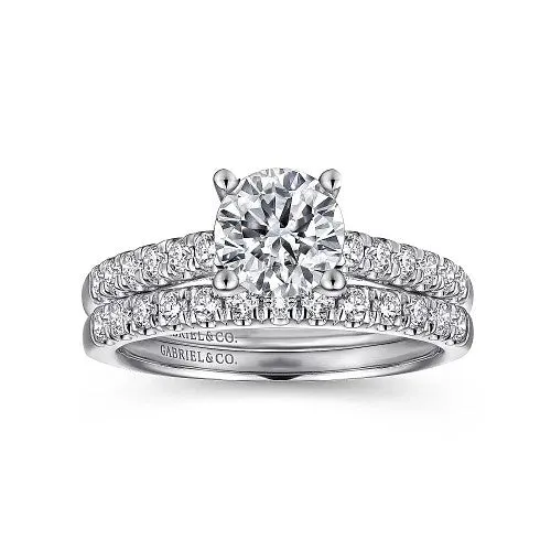 GABRIEL CO Rings Jones 14K White Gold Round Diamond Engagement Ring Setting Only GABRIEL CO Rings Jones 14K White Gold Round Diamond Engagement Ring Setting Only