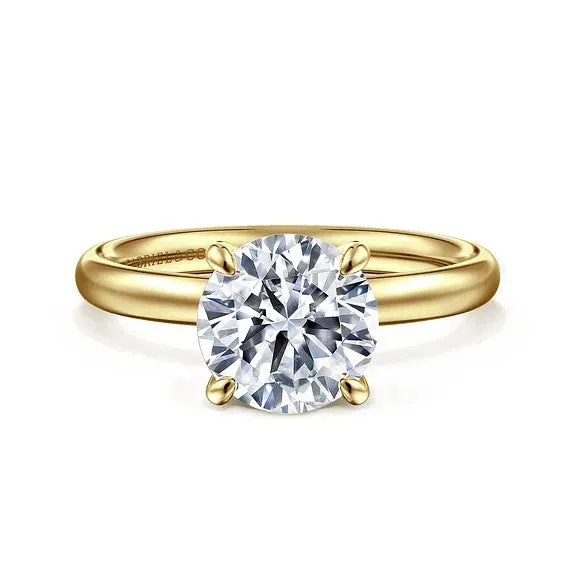 GABRIEL CO Rings Unite 14K Yellow Gold Round Solitaire Diamond Engagement Ring Setting Only