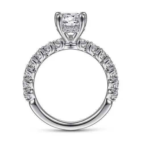 GABRIEL CO Zelmira 14K White Gold Round Diamond Engagement Ring Setting Only Rings
