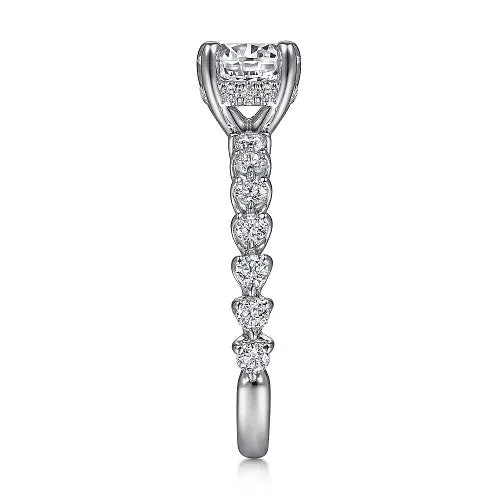 GABRIEL CO Zelmira 14K White Gold Round Diamond Engagement Ring Setting Only Rings