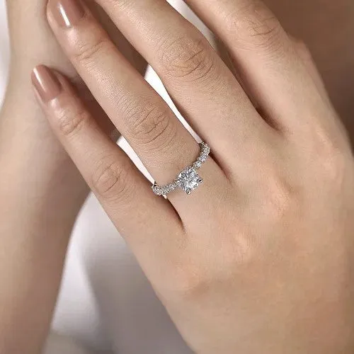 GABRIEL CO Zelmira 14K White Gold Round Diamond Engagement Ring Setting Only Rings