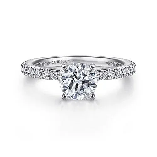 Logan 14K White Gold Round Diamond Engagement Ring GABRIEL CO Rings
