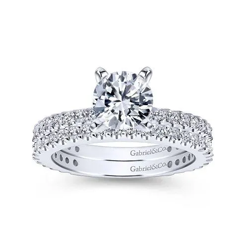 Logan 14K White Gold Round Diamond Engagement Ring GABRIEL CO Rings