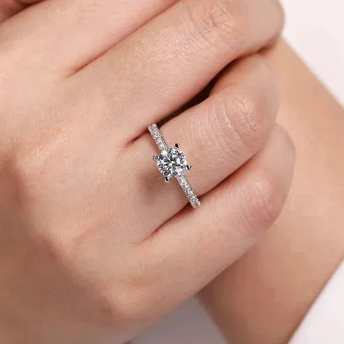 Logan 14K White Gold Round Diamond Engagement Ring GABRIEL CO Rings