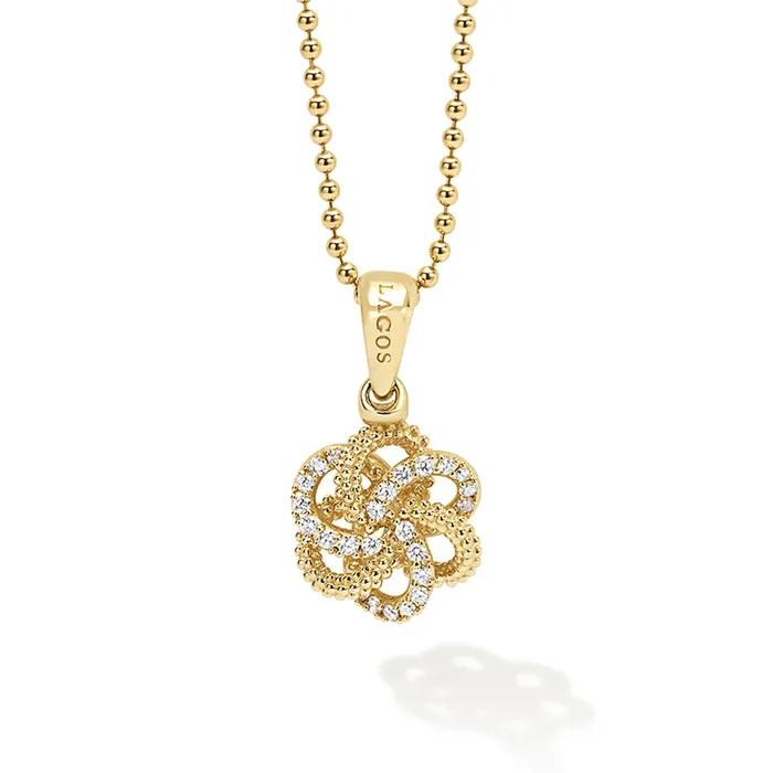 Love Knot 18K Gold Love Knot Diamond Pendant Necklace LAGOS Necklaces