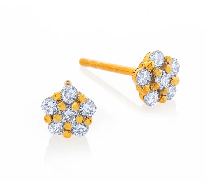 Nava Zahavi Earrings Nava Zahavi Flower Diamonds Stud Yellow Gold Earrings