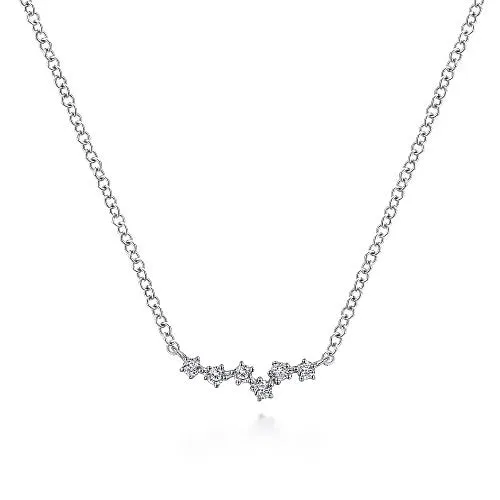 Necklaces 14K White Gold Diamond Constellation Bar Necklace GABRIEL CO