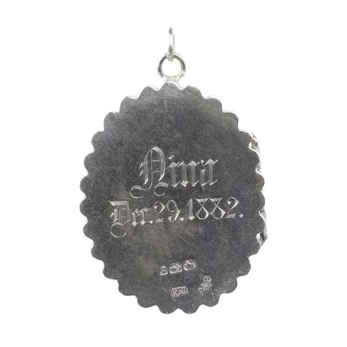 Necklaces Bell Bird Antiques Victorian Era Sterling Silver Locket with Maiden Hair Fern