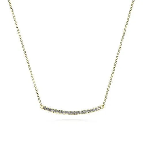 Necklaces GABRIEL CO 14K Yellow Gold Curving Diamond Bar Necklace