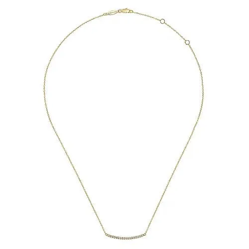 Necklaces GABRIEL CO 14K Yellow Gold Curving Diamond Bar Necklace