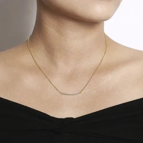 Necklaces GABRIEL CO 14K Yellow Gold Curving Diamond Bar Necklace