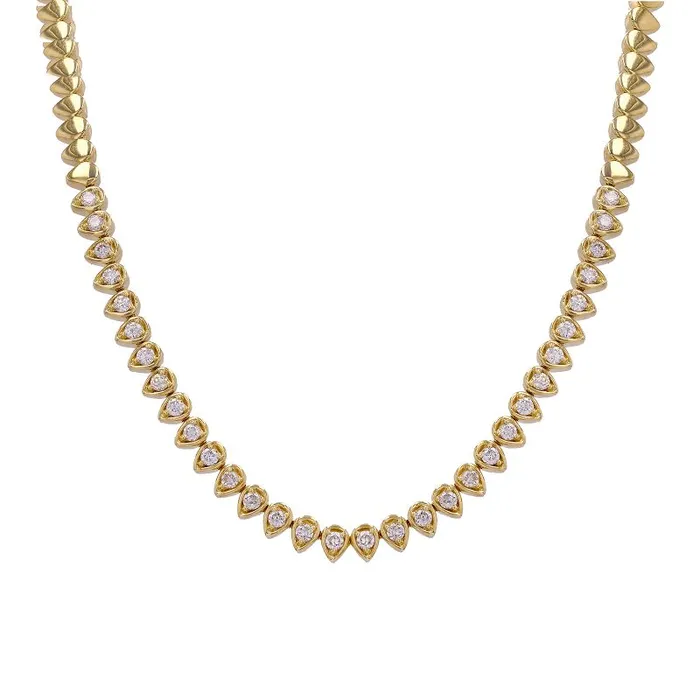 Necklaces NicoleHD Jewelry Pear Shape Diamond Bezel And Gold Choker Necklace Necklaces NicoleHD Jewelry Pear Shape Diamond Bezel And Gold Choker Necklace