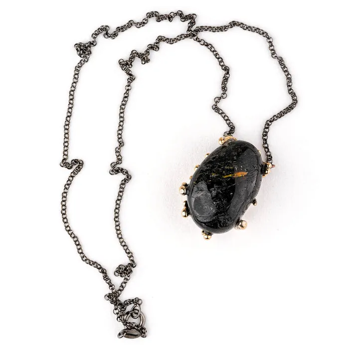 Necklaces Nuummite from Greenland Necklace One of a Kind Giardinoblu