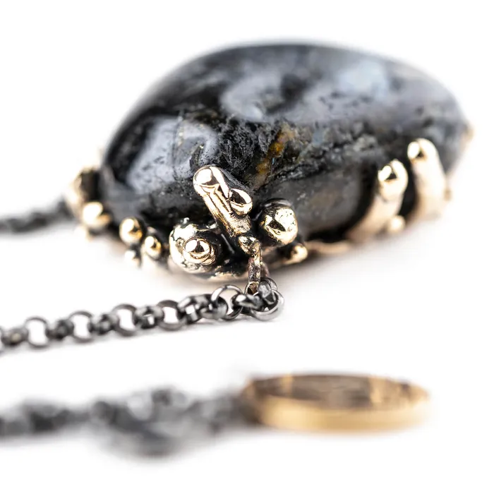 Necklaces Nuummite from Greenland Necklace One of a Kind Giardinoblu