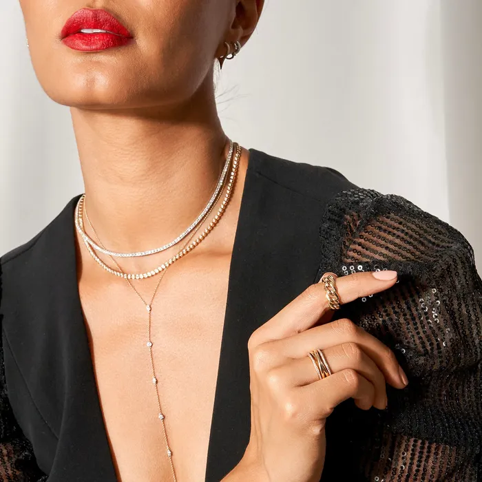 NicoleHD Jewelry Necklaces 14k White Gold Four Prong Tennis Necklace NicoleHD Jewelry Necklaces 14k White Gold Four Prong Tennis Necklace