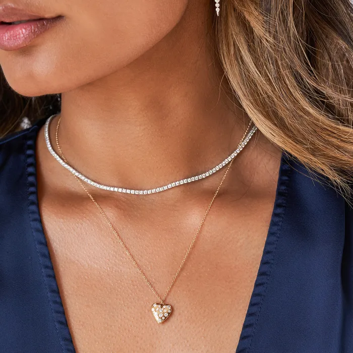 NicoleHD Jewelry Necklaces 14k White Gold Four Prong Tennis Necklace NicoleHD Jewelry Necklaces 14k White Gold Four Prong Tennis Necklace