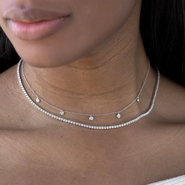 NicoleHD Jewelry Necklaces 14k White Gold Four Prong Tennis Necklace NicoleHD Jewelry Necklaces 14k White Gold Four Prong Tennis Necklace