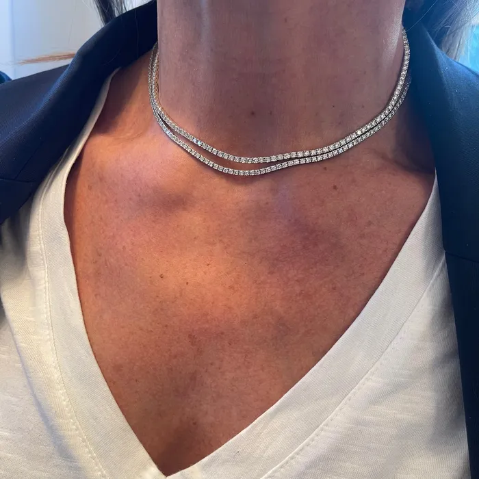 NicoleHD Jewelry Necklaces 14k White Gold Four Prong Tennis Necklace NicoleHD Jewelry Necklaces 14k White Gold Four Prong Tennis Necklace
