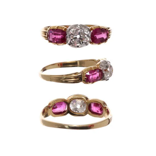 Rings Bell Bird Antiques English Ruby and Diamond Ring Rings Bell Bird Antiques English Ruby and Diamond Ring
