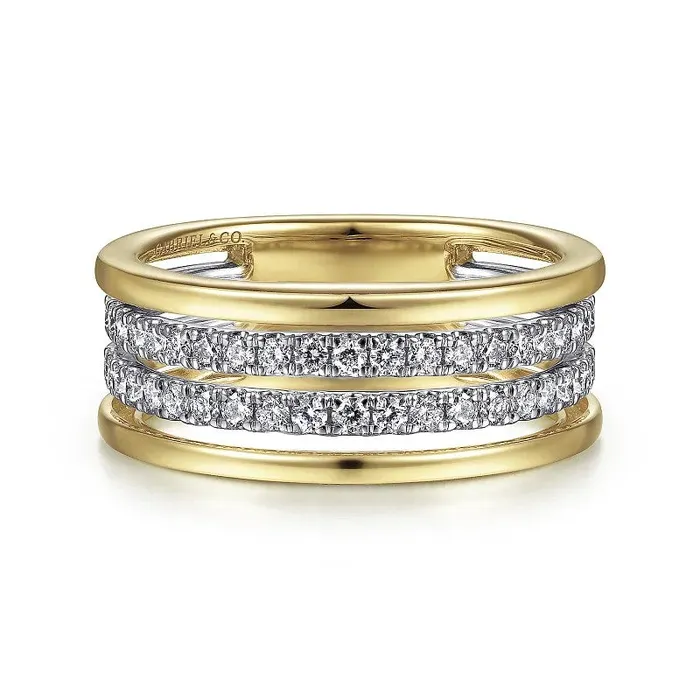 Rings GABRIEL CO 14K WhiteYellow Gold Diamond Easy Stackable Ring
