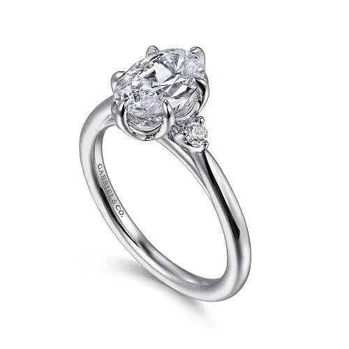 Rings GABRIEL CO Blaise 14K White Gold Oval Three Stone Diamond Engagement Ring Setting Only Rings GABRIEL CO Blaise 14K White Gold Oval Three Stone Diamond Engagement Ring Setting Only