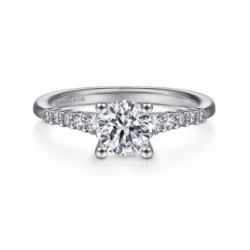 Rings GABRIEL CO Reed 14K White Gold Round Diamond Engagement Ring Setting Only Rings GABRIEL CO Reed 14K White Gold Round Diamond Engagement Ring Setting Only