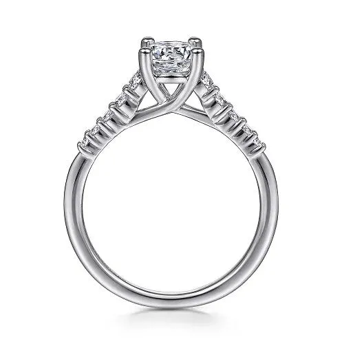 Rings GABRIEL CO Reed 14K White Gold Round Diamond Engagement Ring Setting Only